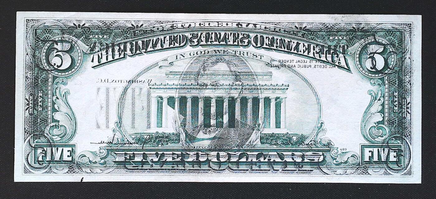 世界靓号纸钞第七十八期 1977年美国5美元 小头美元 错版 品相如图