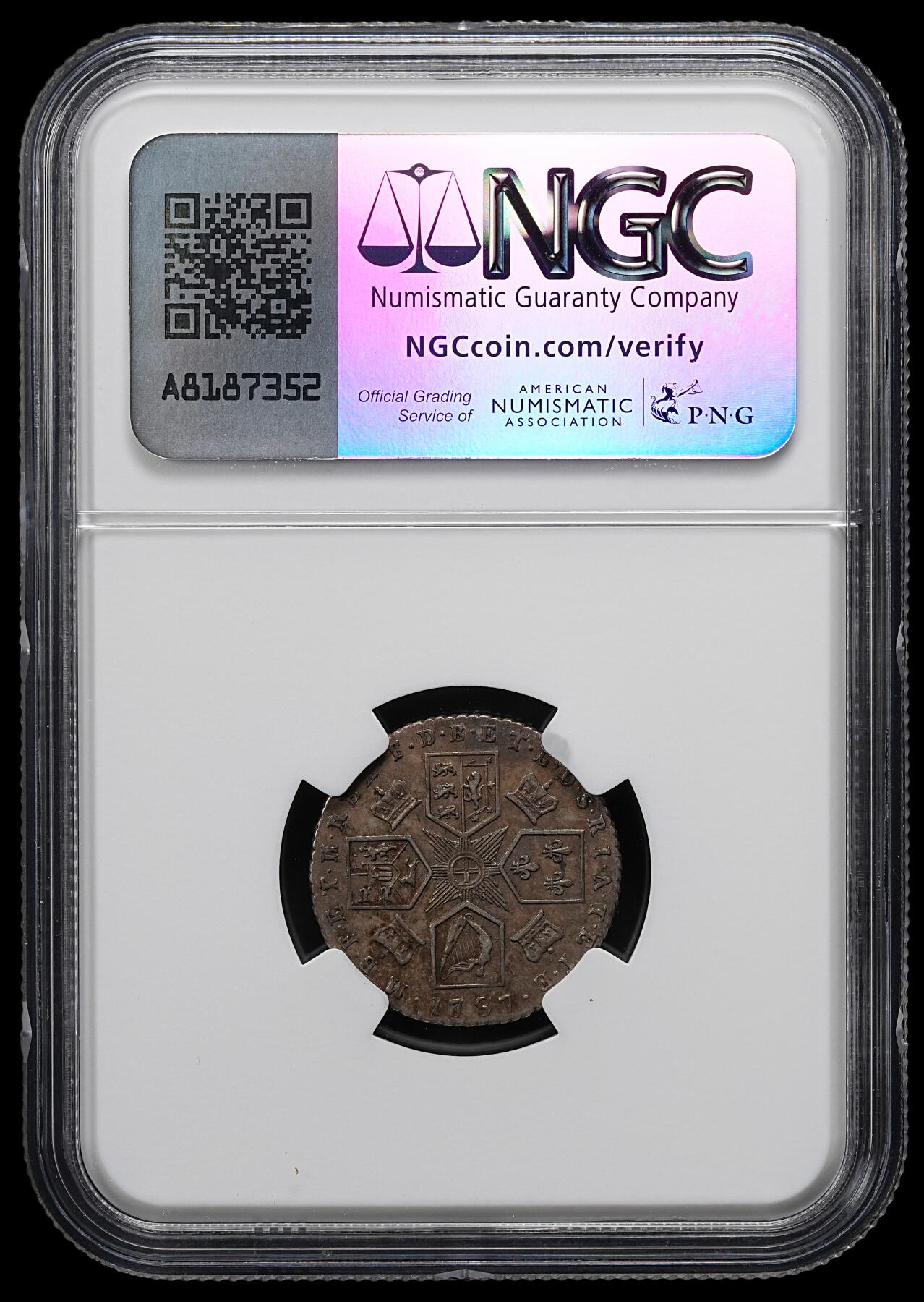 修遠堂世界钱币第九十四期 NGC AU53 1787年英国6便士银币
