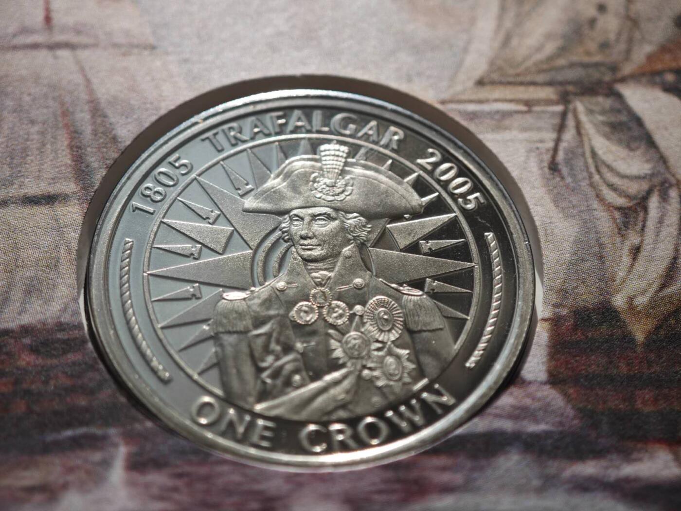 【淘币小摊】限时拍第八百零七拍  克朗币邮币封场  满百包邮可预留两周  周一统一发货   直布罗陀2005年特拉法加海战200周年克朗纪念币邮币封