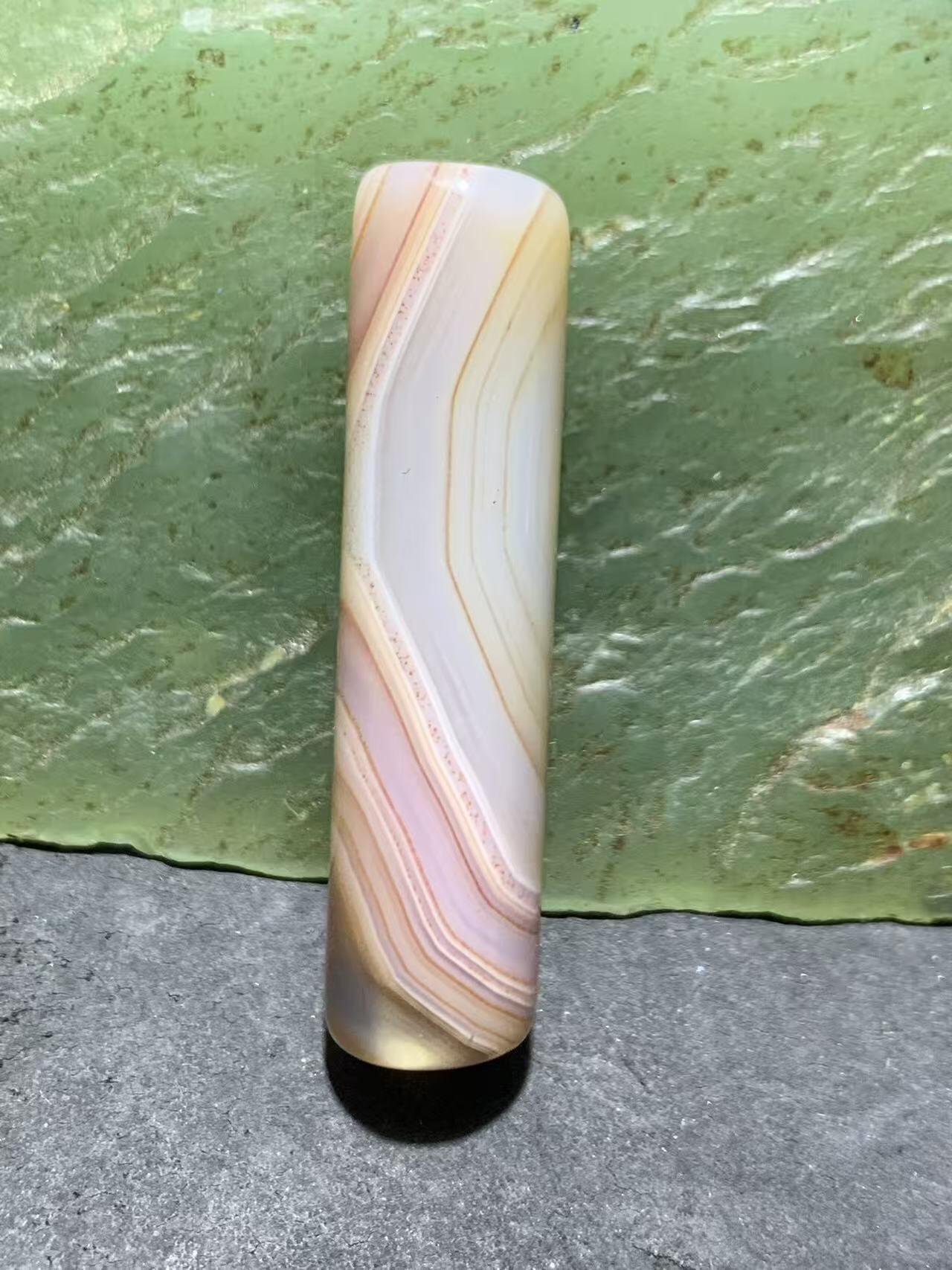 8字天眼纹缠丝玛瑙随形直桶，桶珠一个，