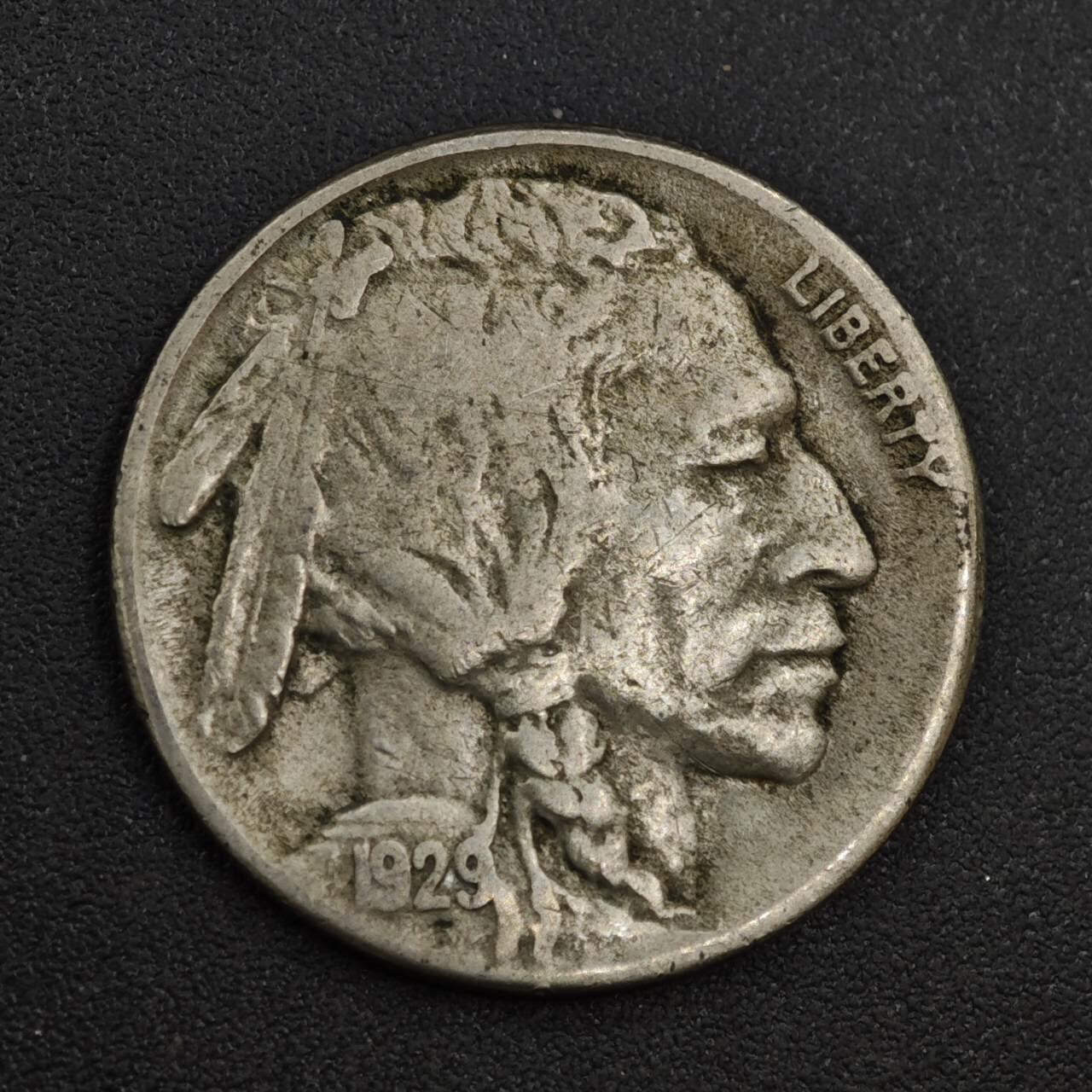 【淘币小摊】实时拍第八百零四拍   散币银币场   满百包邮可预留二周 每周一统一发货   美国1929年野牛5分镍币