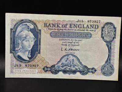 【淘币小摊】限时拍第八百零五拍  纸币场  满百包邮可预留两周  周一统一发货  - 英格兰银行5镑纸币【有折】