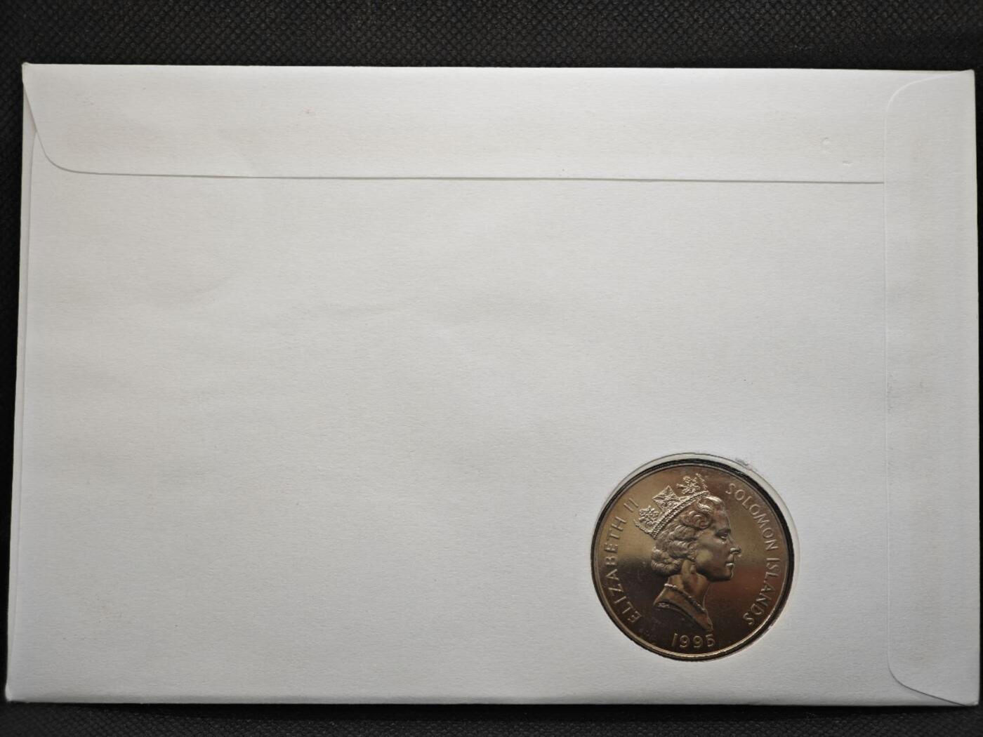 【淘币小摊】限时拍第八百零七拍  克朗币邮币封场  满百包邮可预留两周  周一统一发货   所罗门群岛1995年二战胜利50周年5元纪念币邮币封