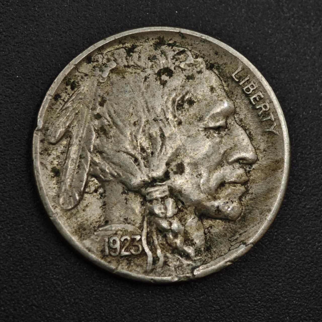 【淘币小摊】实时拍第八百零四拍   散币银币场   满百包邮可预留二周 每周一统一发货   美国1923年野牛5分镍币