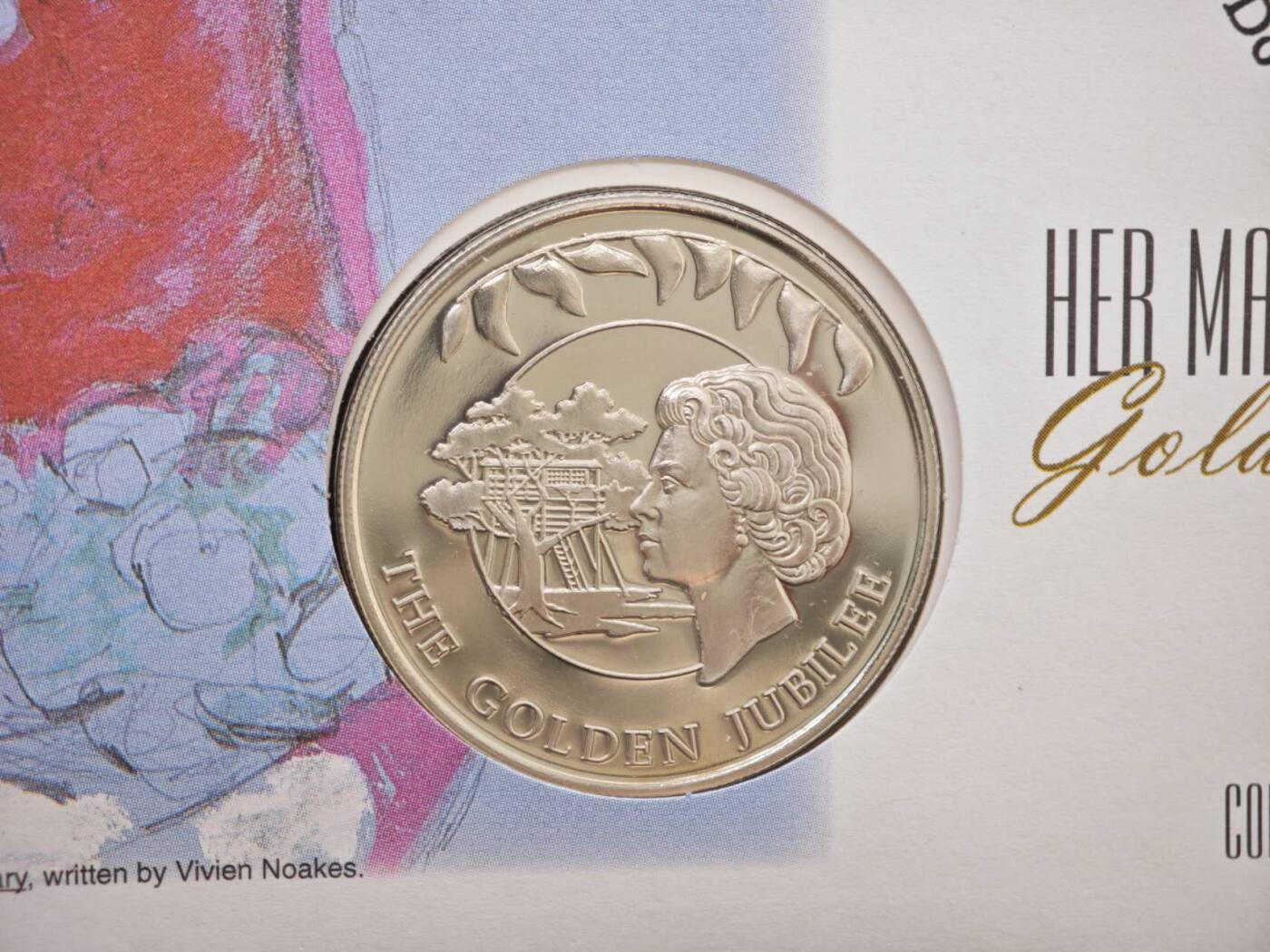 【淘币小摊】限时拍第八百零七拍  克朗币邮币封场  满百包邮可预留两周  周一统一发货    福克兰群岛2002年女王登基金禧50便士纪念币邮币封