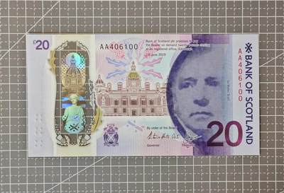 【礼羽收藏】🌏世界钱币拍卖第113期 - 【AA首冠】欧洲，英国，苏格兰，2019年，20磅，全新UNC