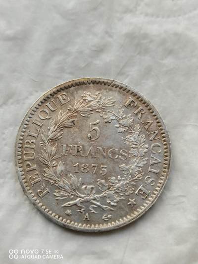 外国银币 1873大力神5法郎大银币