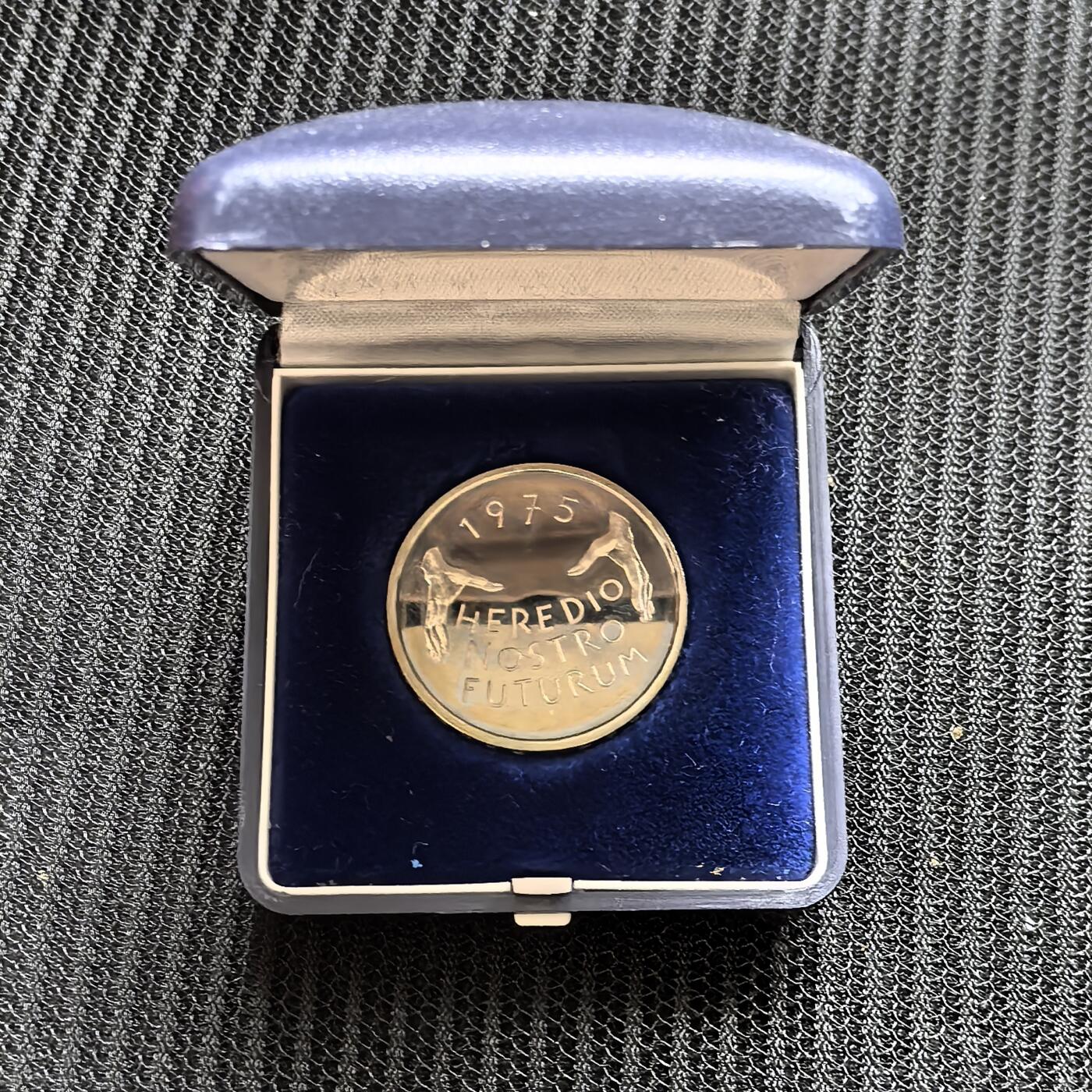 道一币馆币章第一百五十六场 原盒 瑞士1975年欧洲纪念碑保护年5法郎纪念币