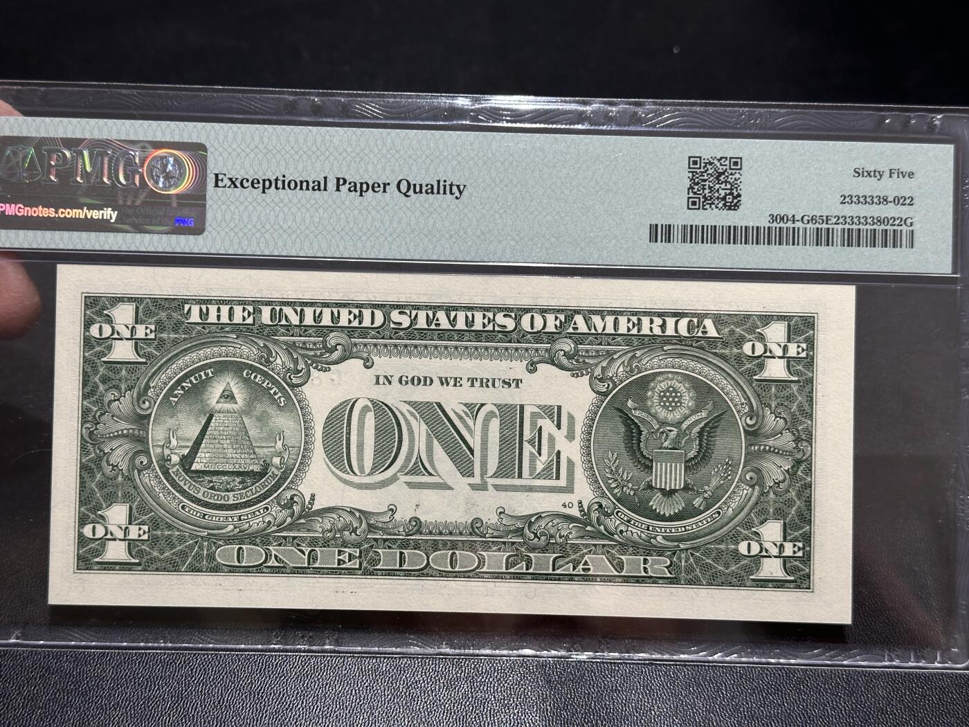 《外钞收藏家》第五百八十七期（精选场）（本平台长期征集拍品、欢迎藏友们联系合作） 2017年美国1美元 倒置号 PMG65 尾1989