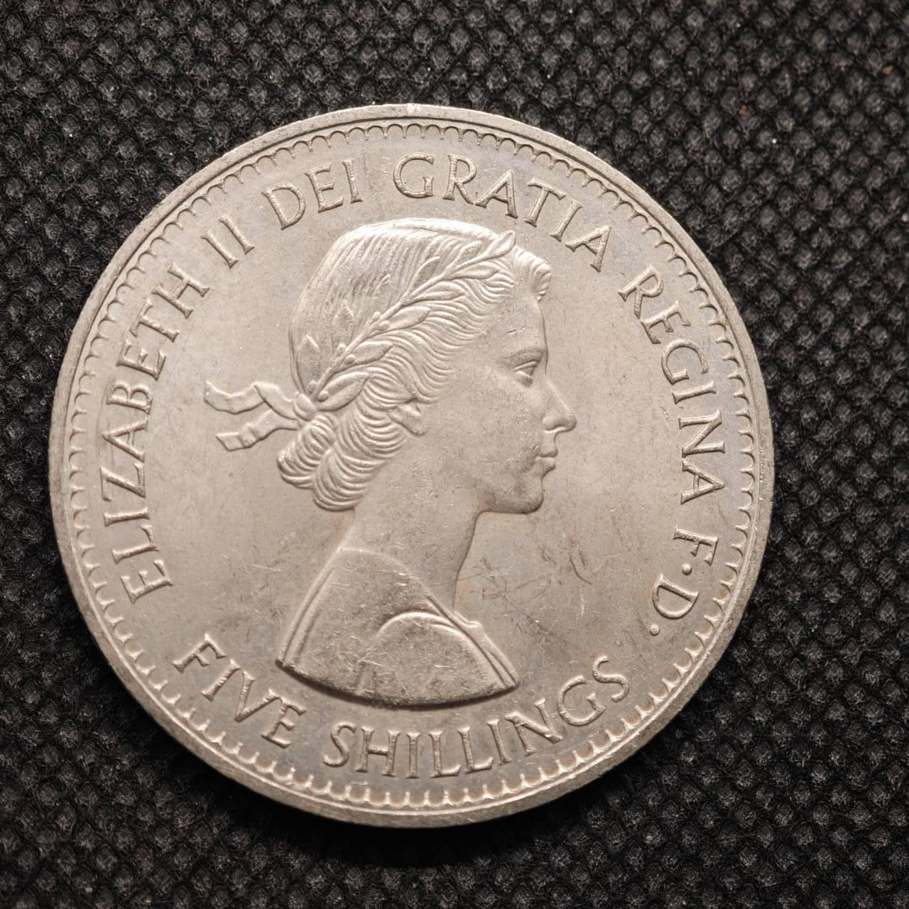 【淘币小摊】限时拍第八百零七拍  克朗币邮币封场  满百包邮可预留两周  周一统一发货    英国1960年纽约世博会5先令纪念币