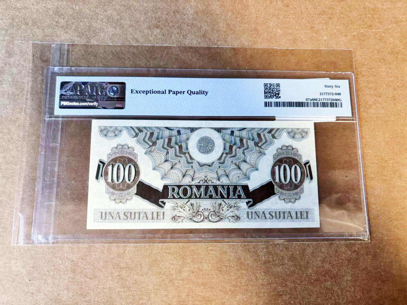 【Blue Auction】世界纸币精拍第754期——18级TOP拍卖/信誉/品质/专业/高效💫 罗马尼亚 1947年100雷 PMG66EPQ 