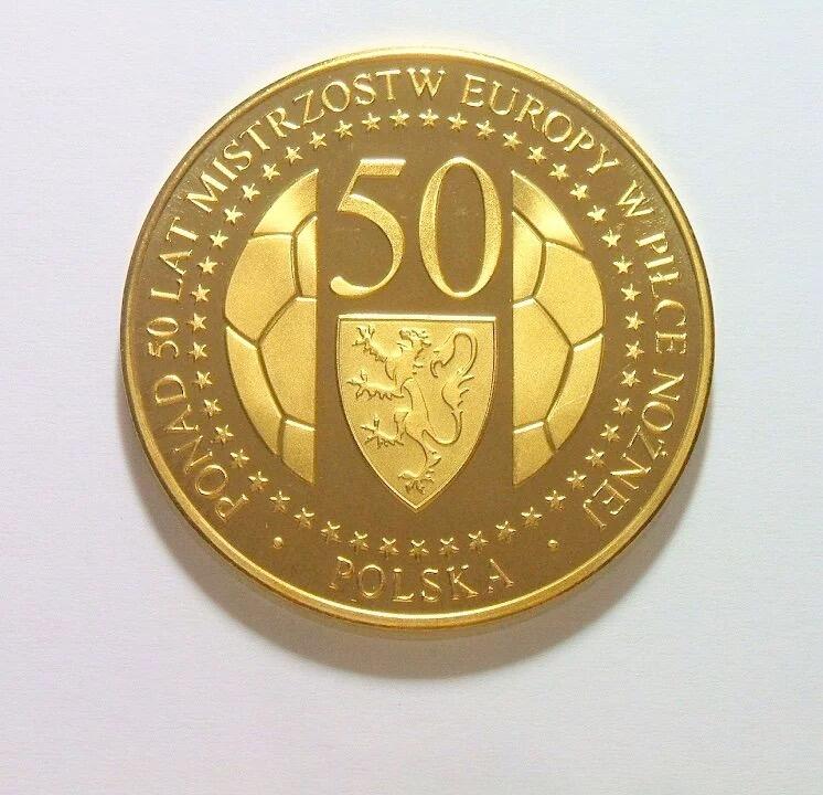 德国2012年首次夺欧洲杯50年 高浮雕精制大镀金章 40MM