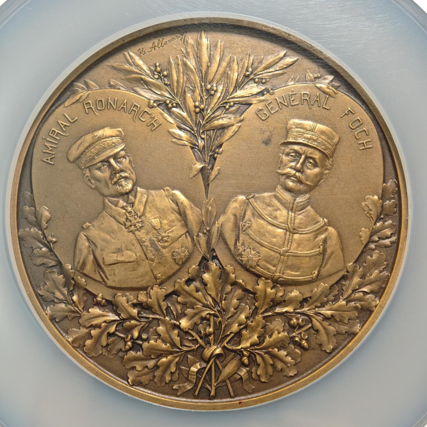 【德藏】世界币章拍卖第154期（拍品征集中~欢迎藏友联系） 1914年 法国一战系列伊珀尔战役纪念大铜章，68mm NGC MS62 细节极其丰富