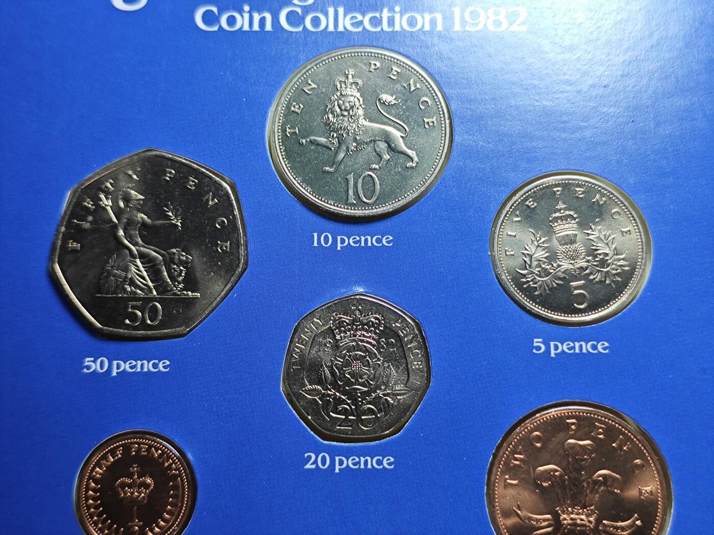 KK钱币收藏小铺 （套币 好品/批量散币 银币）专场  2月预留时间 周末发货   1982英国大小面值清年一套