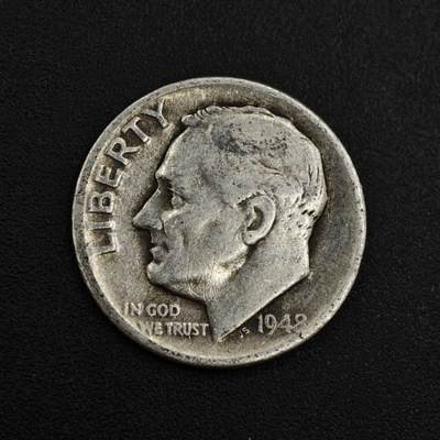 【淘币小摊】实时拍第八百零四拍   散币银币场   满百包邮可预留二周 每周一统一发货   - 美国1948年罗斯福10分银币