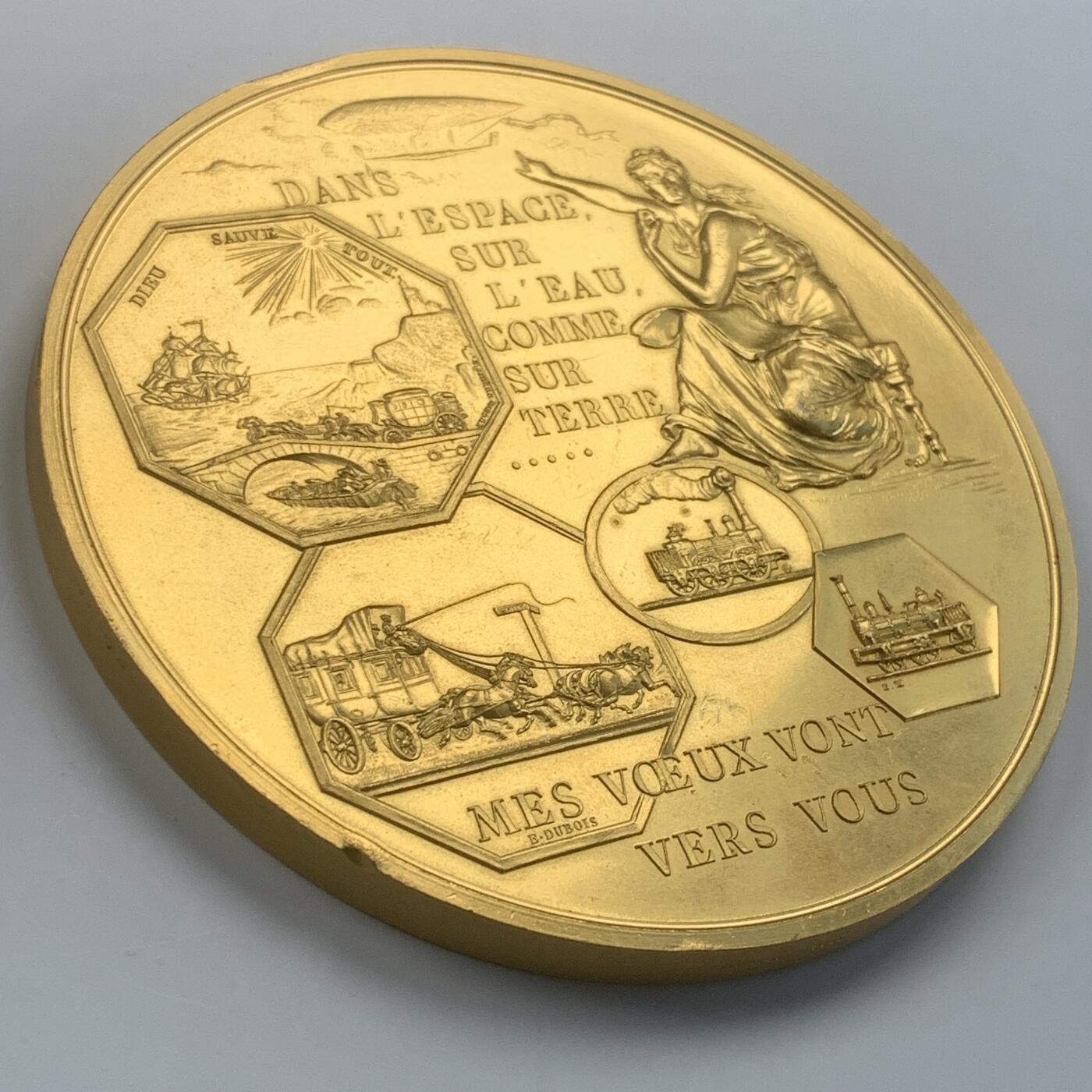 掌中浮雕-藏着的欧洲第043场 1967年法国巴黎百年交通纪念大铜章 ， 100mm ，397g