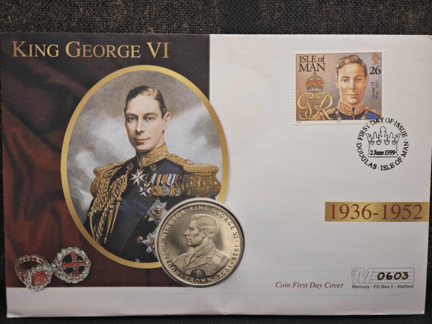 【淘币小摊】限时拍第八百零七拍  克朗币邮币封场  满百包邮可预留两周  周一统一发货    直布罗陀1993年君主系列乔治六世克朗纪念币邮币封