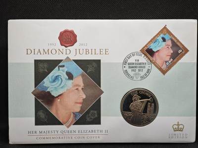 【淘币小摊】限时拍第八百零七拍  克朗币邮币封场  满百包邮可预留两周  周一统一发货  -  马恩岛2012年女王大婚钻禧60周年克朗纪念币邮币封