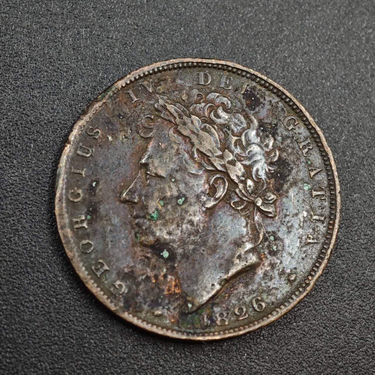 【淘币小摊】实时拍第八百零四拍   散币银币场   满百包邮可预留二周 每周一统一发货   英国1826年乔治四世法新铜币