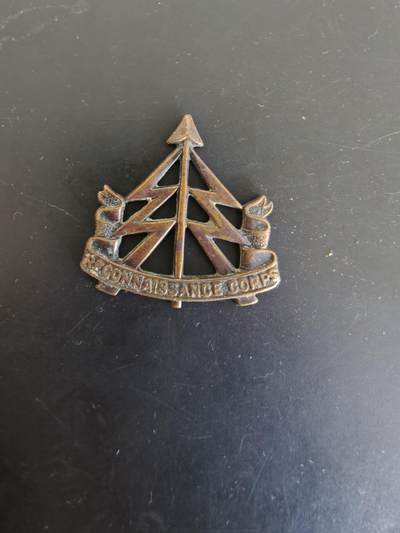 老王徽章第165期 - 英国皇家侦察兵团帽徽    二战时期    背杆损坏