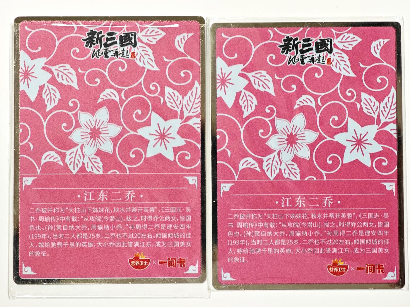 白泽拍卖卡牌手绘专场第29期（忽有故人心上过，回首山河已是秋） 2024 营养卫士x一间卡 关江东二乔 大小乔2张 金属卡