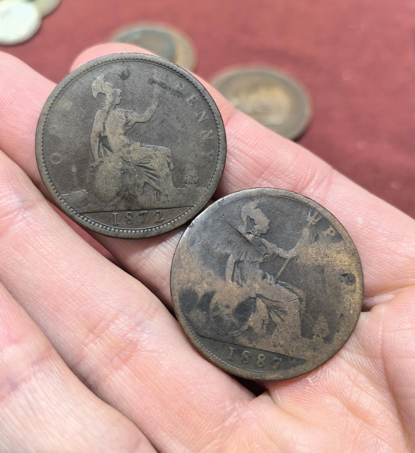 南宋泉阁俄币 外币 国币 专场第十九期 【送拍无额外佣金】 英国 1872/1887年 早期维多利亚1便士一对 通货