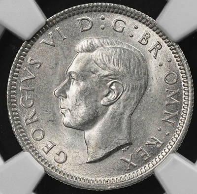 修遠堂世界钱币第九十四期 - NGC MS65 1942年英国6便士银币