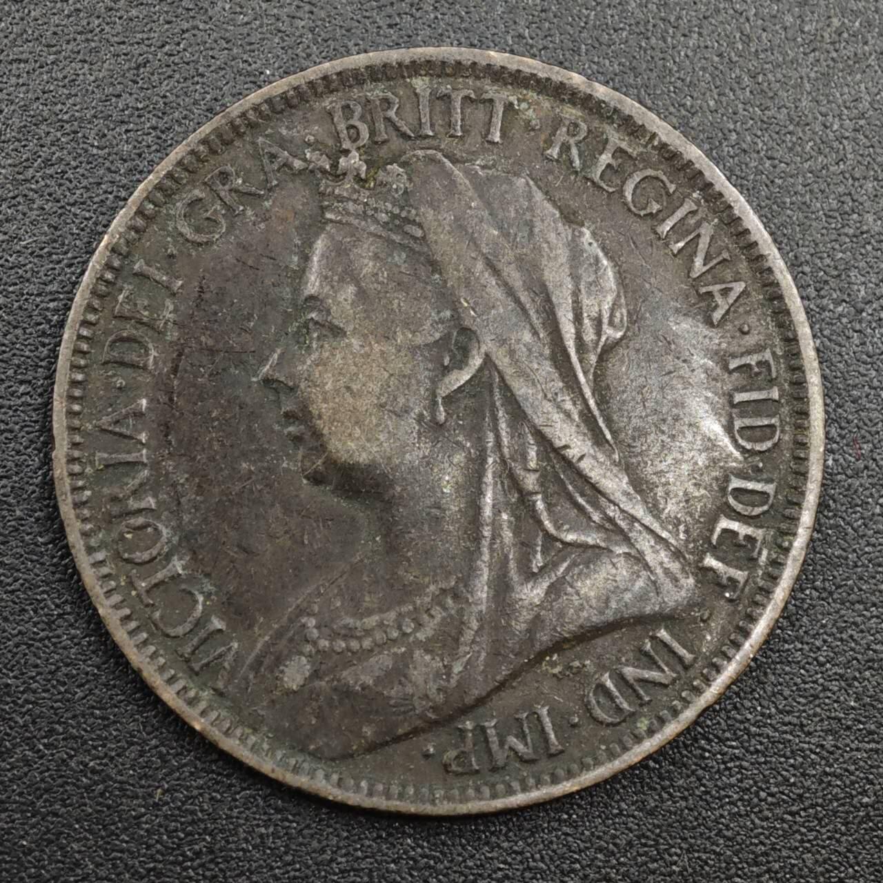 【淘币小摊】实时拍第八百零四拍   散币银币场   满百包邮可预留二周 每周一统一发货   英国1899年维多利亚半便士铜币