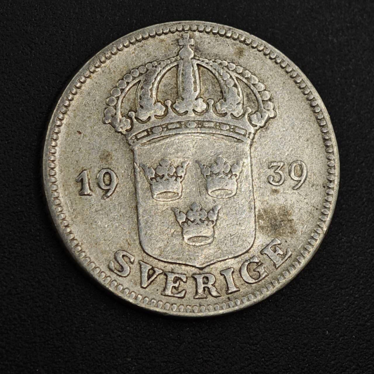 【淘币小摊】实时拍第八百零四拍   散币银币场   满百包邮可预留二周 每周一统一发货   瑞典1939年50欧尔银币