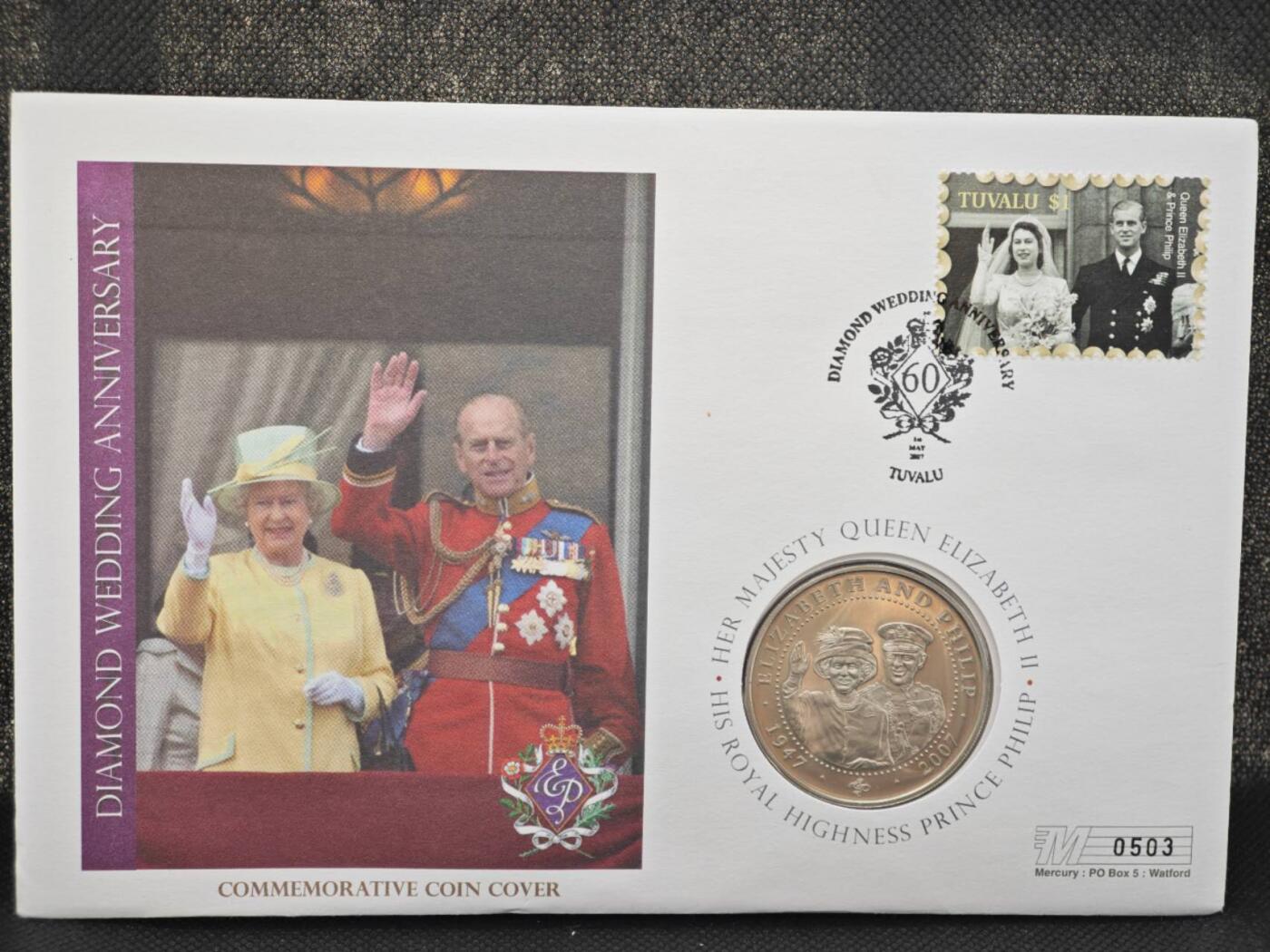 【淘币小摊】限时拍第八百零七拍  克朗币邮币封场  满百包邮可预留两周  周一统一发货    库克群岛2007年女王大婚钻禧1元纪念币邮币封