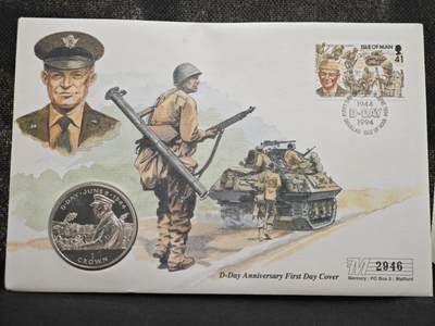 【淘币小摊】限时拍第八百零七拍  克朗币邮币封场  满百包邮可预留两周  周一统一发货  -   马恩岛1994年诺曼底登陆50周年克朗纪念币邮币封