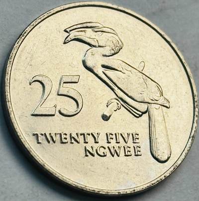 文馨钱币收藏第 282 场，【 长期接收代拍品】，加拿大老铜代用币，银币，德三系列场 - 原光好品 1992 年赞比亚 25 分