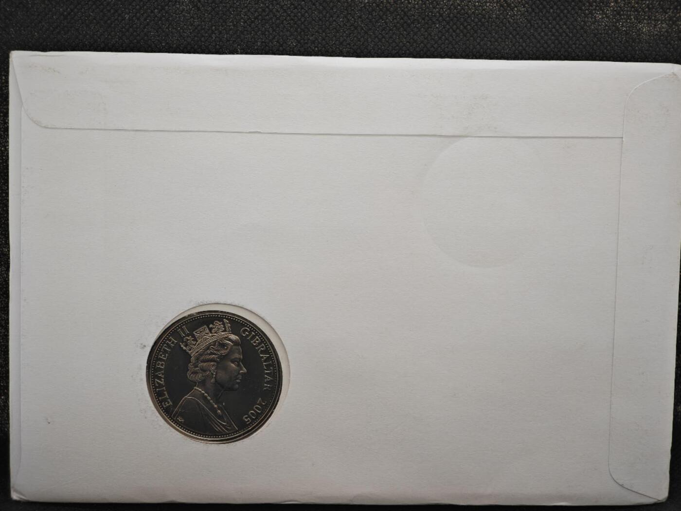 【淘币小摊】限时拍第八百零七拍  克朗币邮币封场  满百包邮可预留两周  周一统一发货   直布罗陀2005年女王80周岁克朗纪念币邮币封 