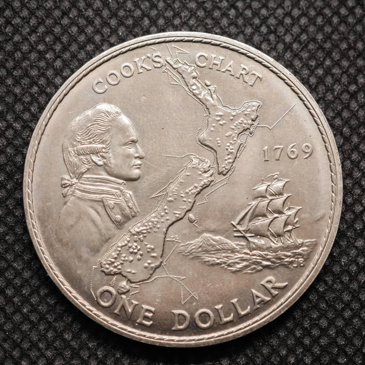 【淘币小摊】限时拍第八百零七拍  克朗币邮币封场  满百包邮可预留两周  周一统一发货   新西兰1969年一元库克船长纪念币