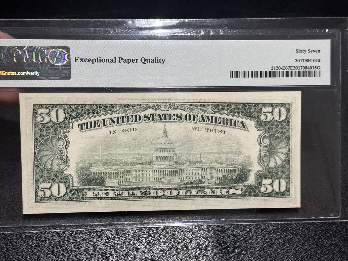 《外钞收藏家》第五百八十七期（精选场）（本平台长期征集拍品、欢迎藏友们联系合作） 1981年美国小头版50美元 PMG67