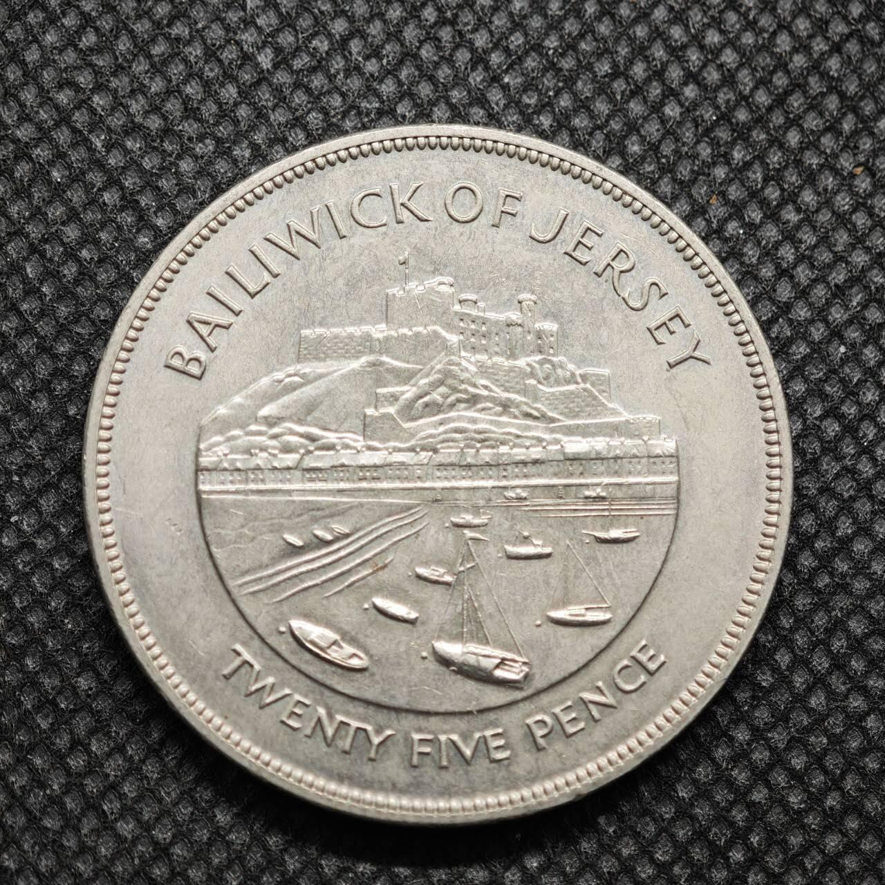 【淘币小摊】限时拍第八百零七拍  克朗币邮币封场  满百包邮可预留两周  周一统一发货   泽西岛1977年女王登基银禧25便士纪念币