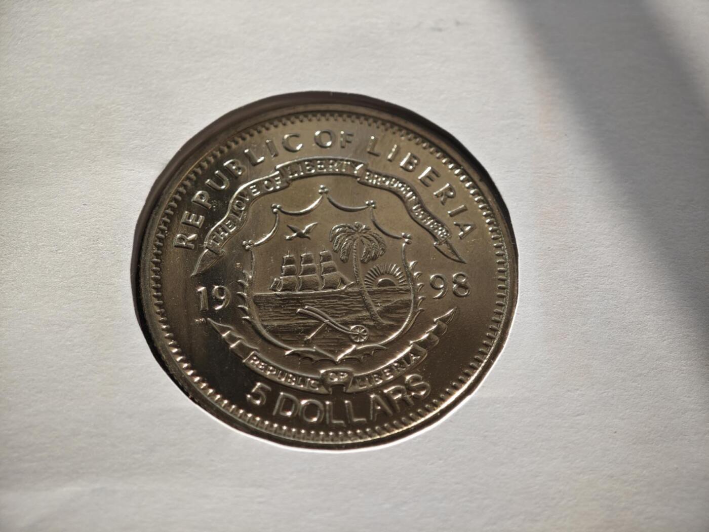 【淘币小摊】限时拍第八百零七拍  克朗币邮币封场  满百包邮可预留两周  周一统一发货   利比里亚1998年泰坦尼克号1元纪念币邮币封