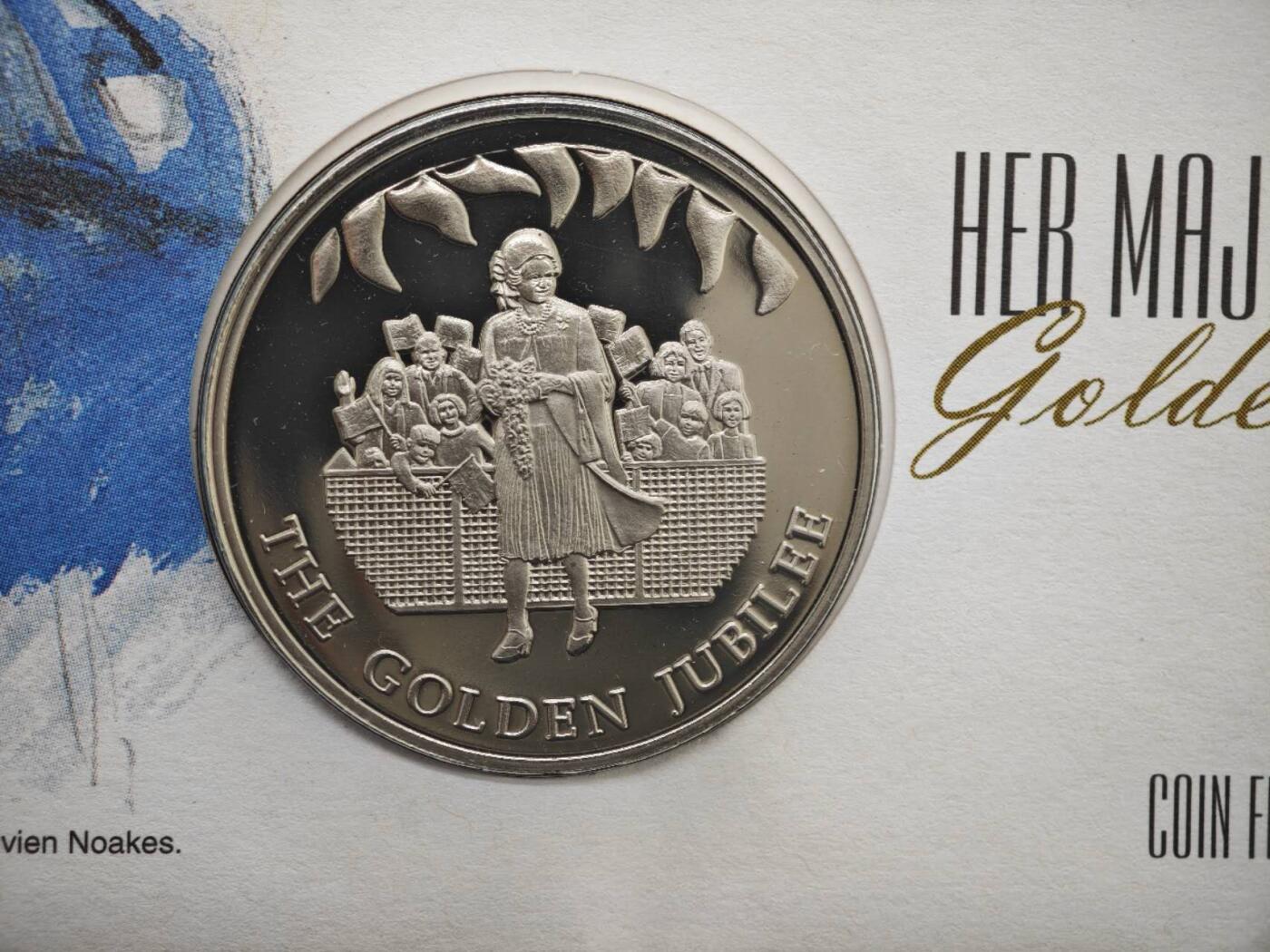 【淘币小摊】限时拍第八百零七拍  克朗币邮币封场  满百包邮可预留两周  周一统一发货   福克兰群岛2002年女王登基金禧50便士纪念币邮币封