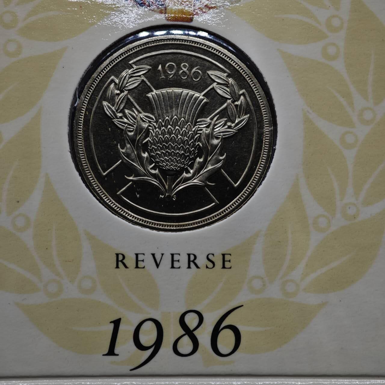 【淘币小摊】限时拍第八百零七拍  克朗币邮币封场  满百包邮可预留两周  周一统一发货  英国1986年英联邦运动会2镑纪念币卡册