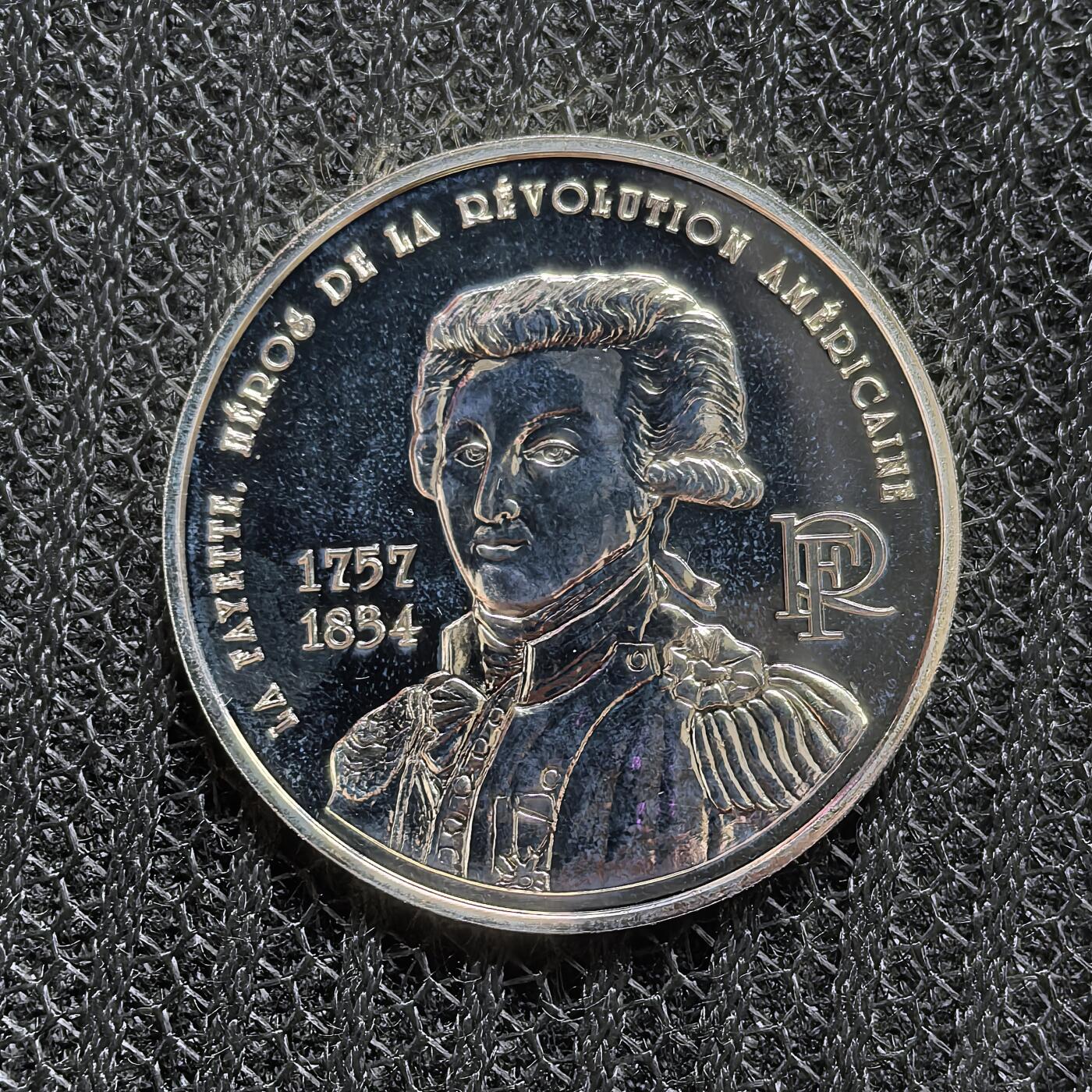 道一币馆币章第一百五十六场 原盒证 法国2007年拉法耶特将军逝世250周年1/4欧元银币