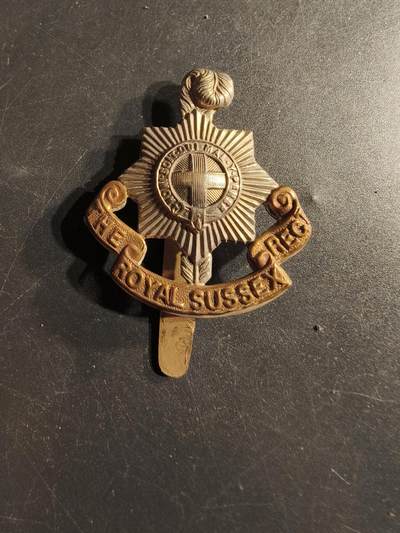 老王徽章第165期 - 英国皇家苏塞克斯步兵团帽徽     一战时期 