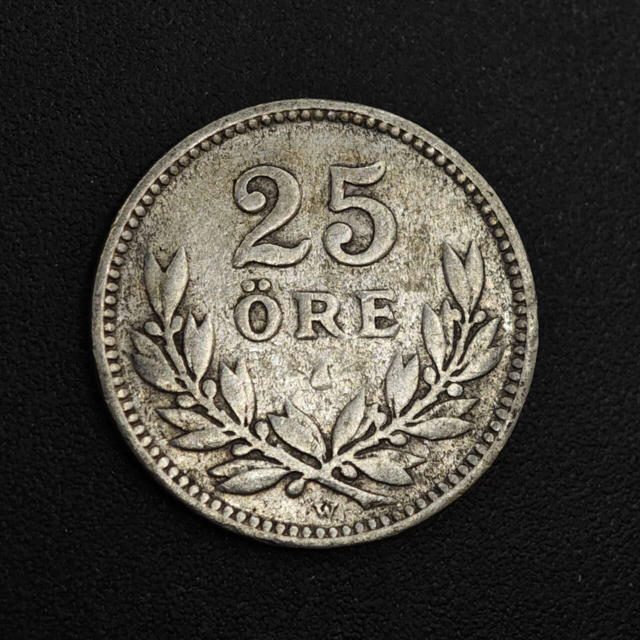 【淘币小摊】实时拍第八百零四拍   散币银币场   满百包邮可预留二周 每周一统一发货   瑞典1910年25欧尔银币