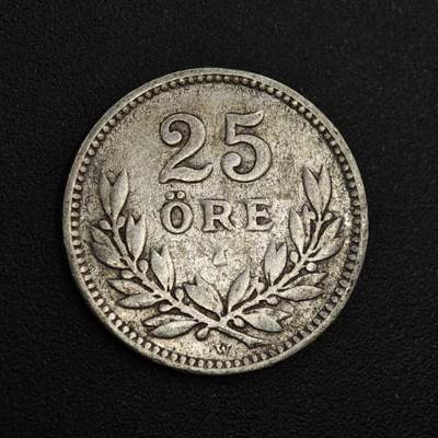 【淘币小摊】实时拍第八百零四拍   散币银币场   满百包邮可预留二周 每周一统一发货   - 瑞典1910年25欧尔银币