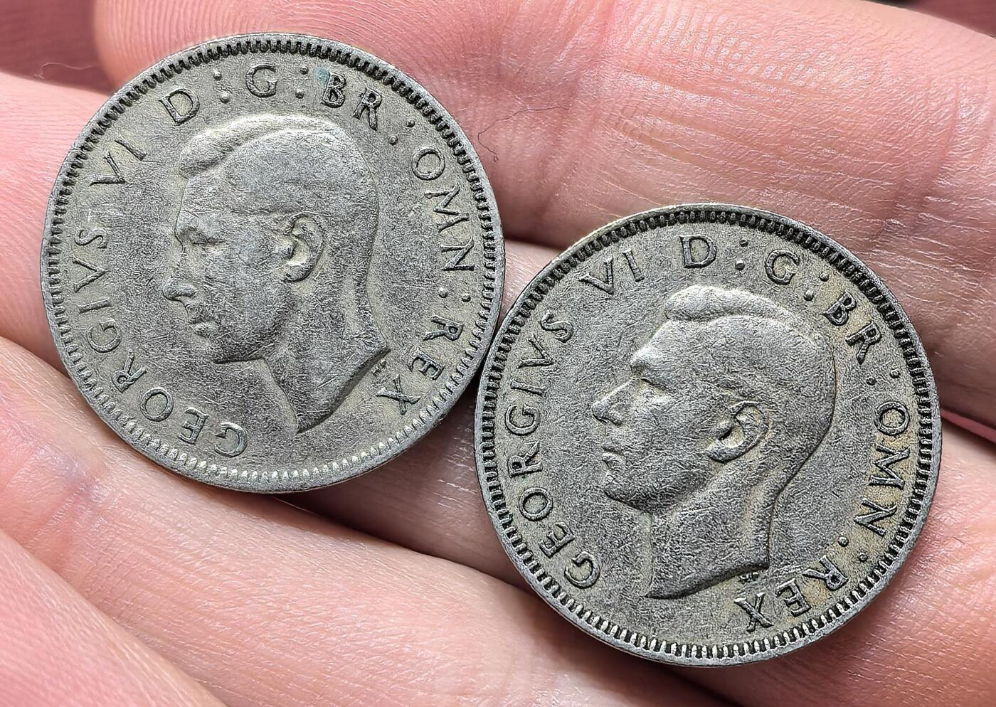 南宋泉阁俄币 外币 国币 专场第十九期 【送拍无额外佣金】 英国 1948/1949年 乔治六世1先令一对 通货好品 字口还可以 