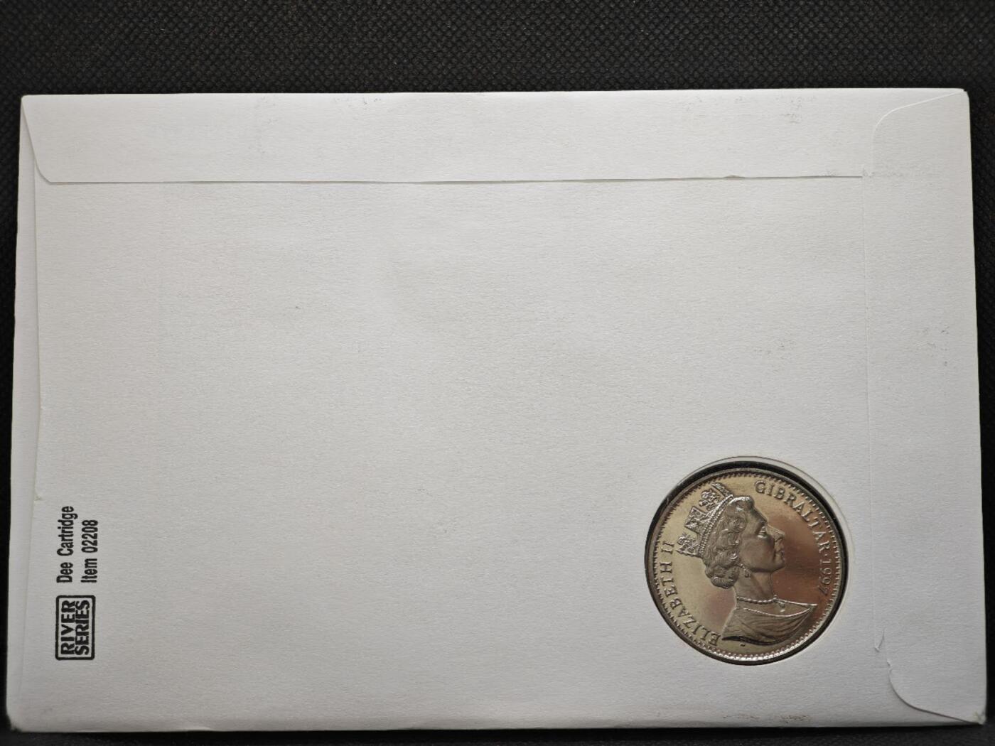 【淘币小摊】限时拍第八百零七拍  克朗币邮币封场  满百包邮可预留两周  周一统一发货    直布罗陀1997年女王金婚克朗纪念币邮币封