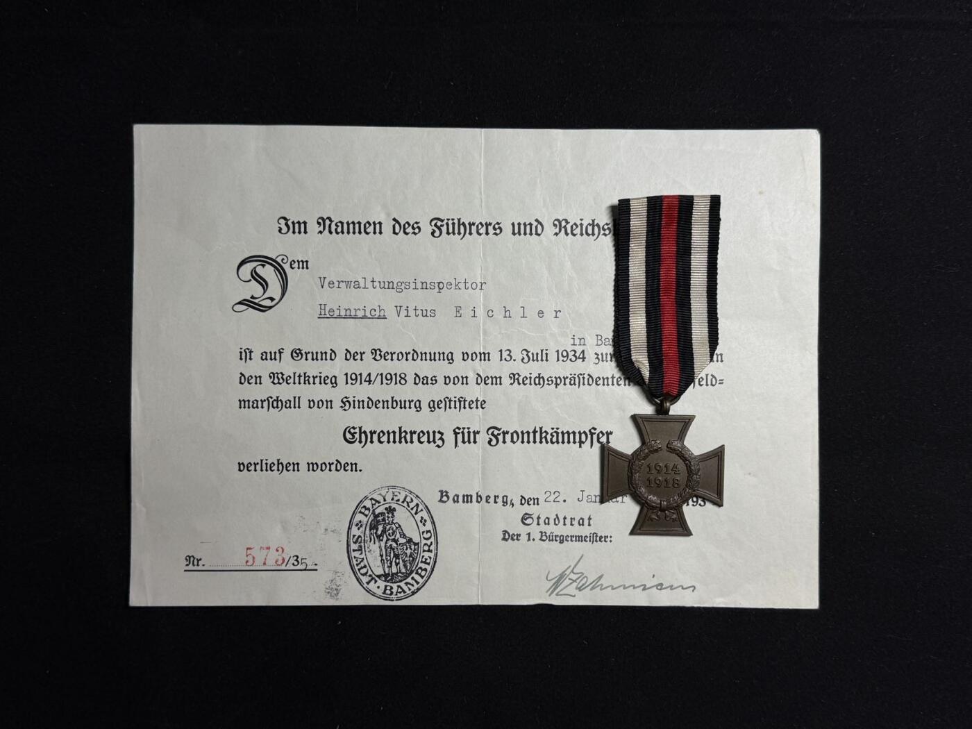 戎马世界章牌大赏第108期 德国兴登堡奖章，带证，民事版