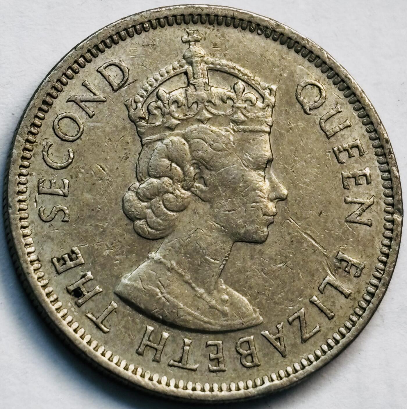 文馨钱币收藏第 282 场，【 长期接收代拍品】，加拿大老铜代用币，银币，德三系列场 少见第二版 KN 版1971 年英属香港女王大 5 毫