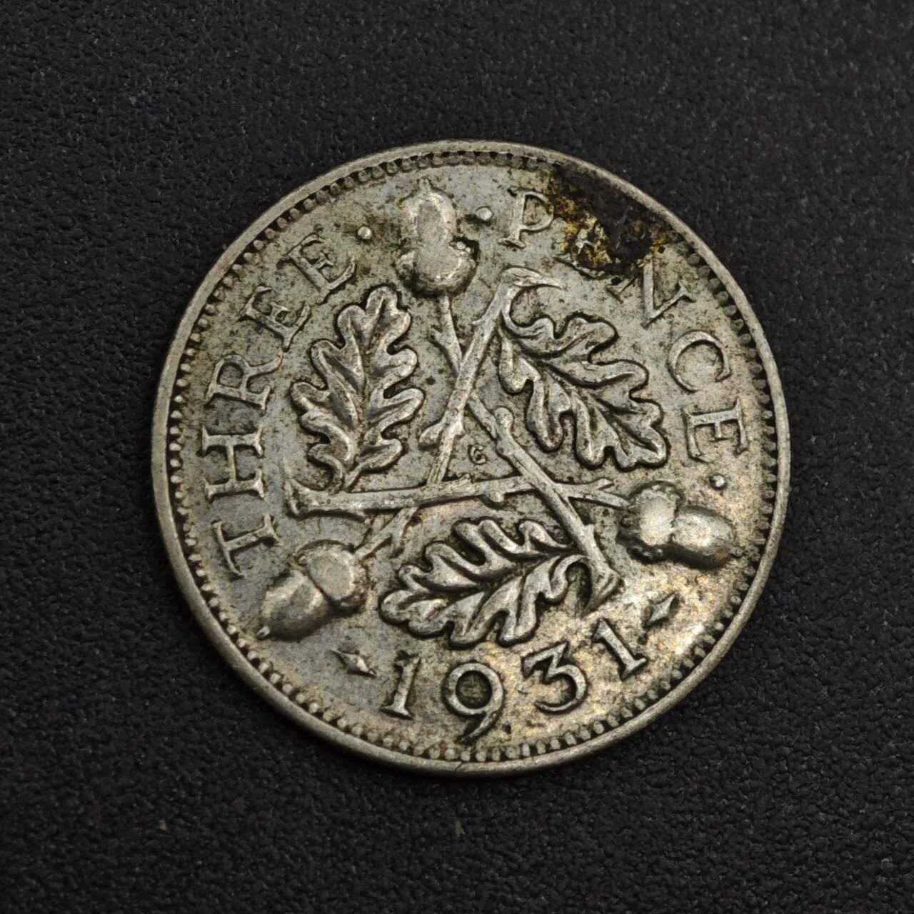 【淘币小摊】实时拍第八百零四拍   散币银币场   满百包邮可预留二周 每周一统一发货   英国1931年乔治五世3便士银币