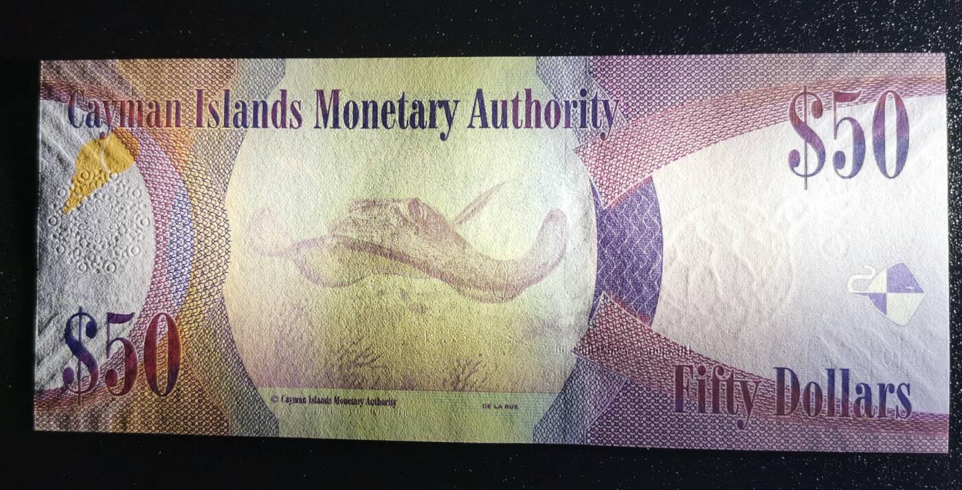 《艾美收藏》第221期-11.23周日黄金场精品荟萃 开曼群岛2023年D4冠50元UNC-荧光 尾8 金融管理局25周年纪念钞