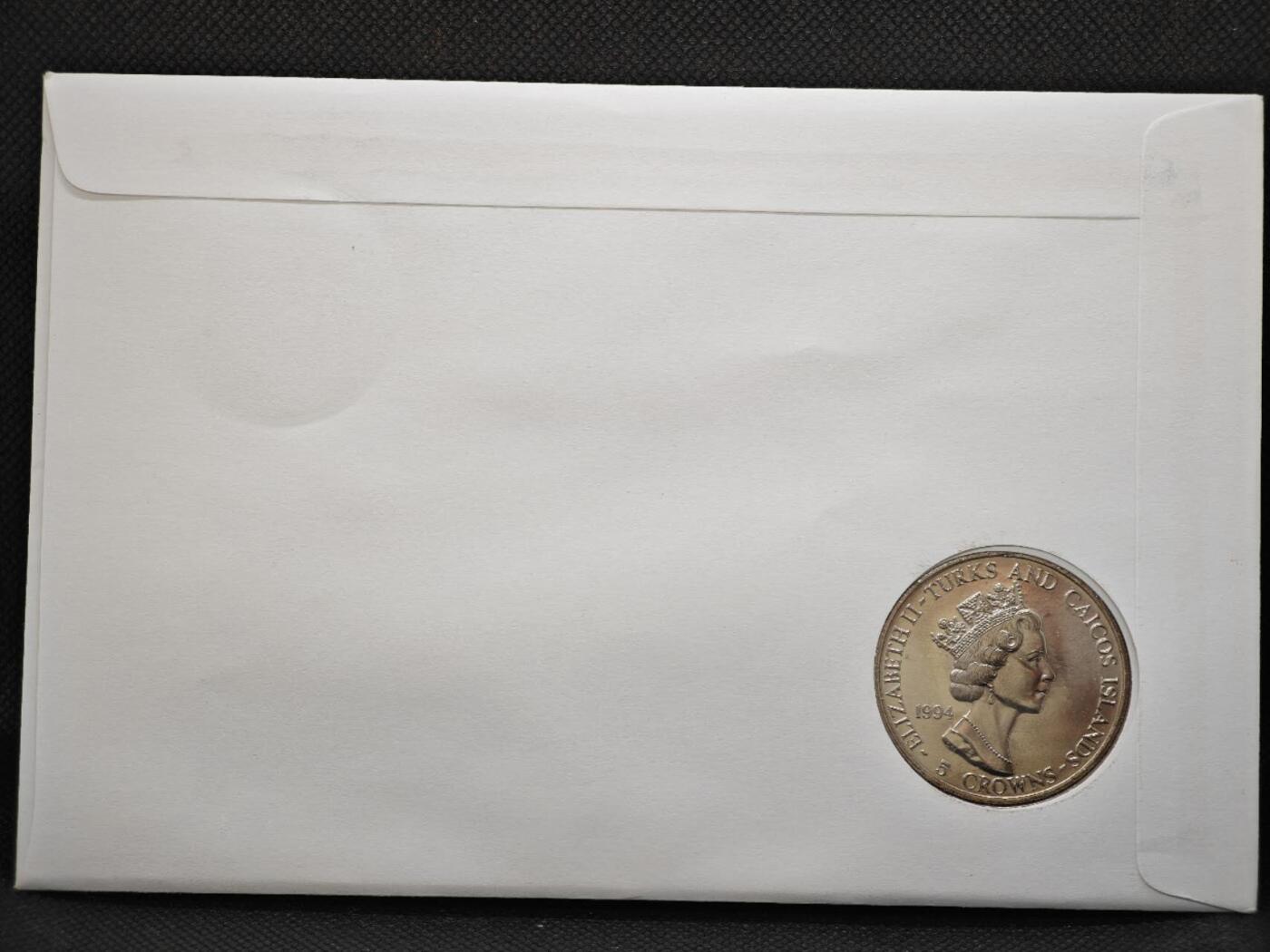 【淘币小摊】限时拍第八百零七拍  克朗币邮币封场  满百包邮可预留两周  周一统一发货     特克斯凯科斯1994年诺曼底登陆50周年5克朗纪念币邮币封